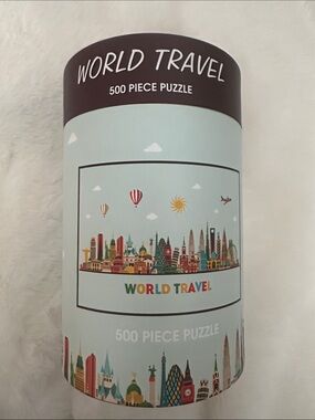 World Travel 500-Piece Puzzle - Light Blue